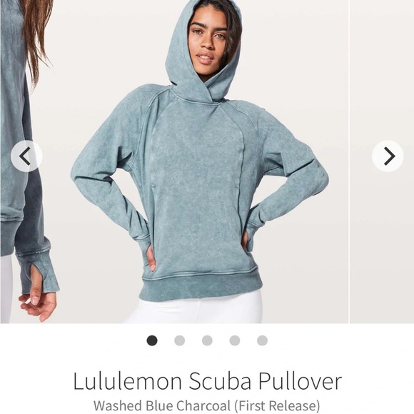 lululemon athletica Tops - Lululemon Scuba Pullover Washed Blue Charcoal size 8